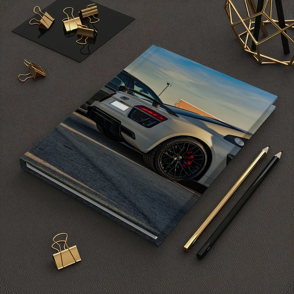 Audi R8 Silver Supercar Rear Parking Lot – Notebooks