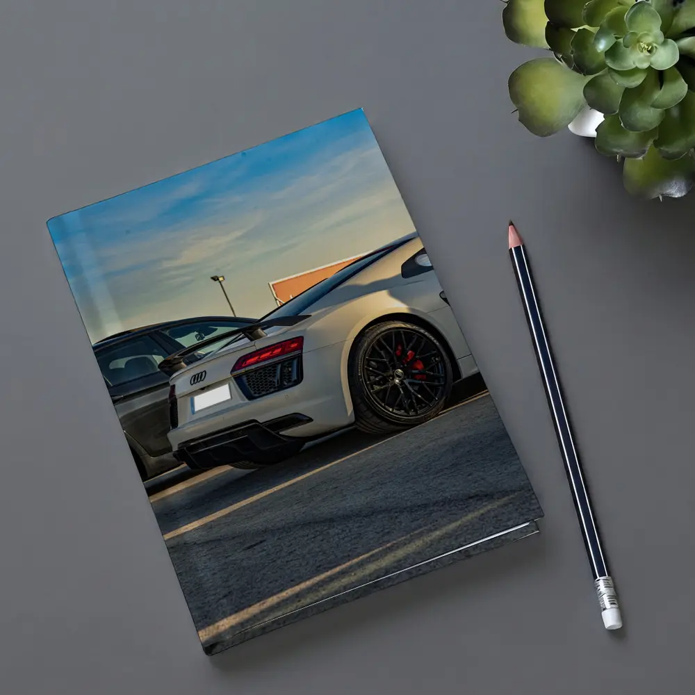 Audi R8 Silver Supercar Rear Parking Lot – Notebooks