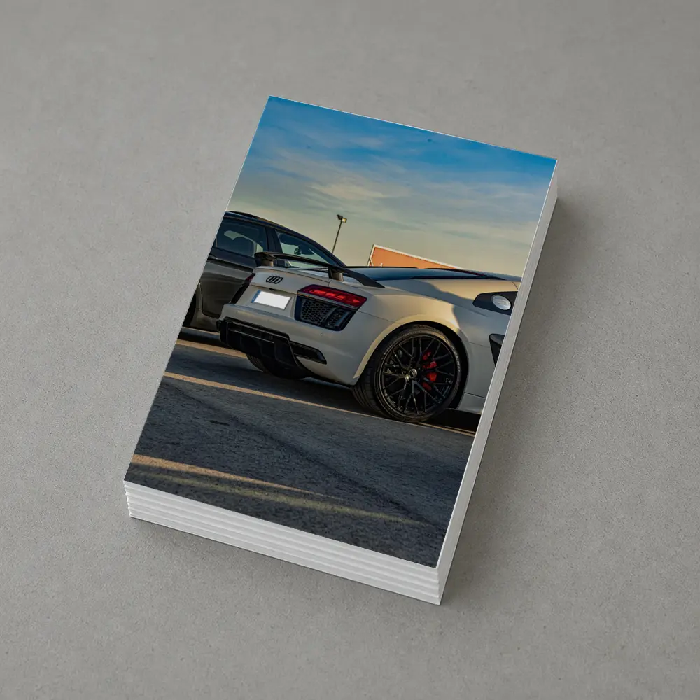 Audi R8 Silver Supercar Rear Parking Lot – Postcards