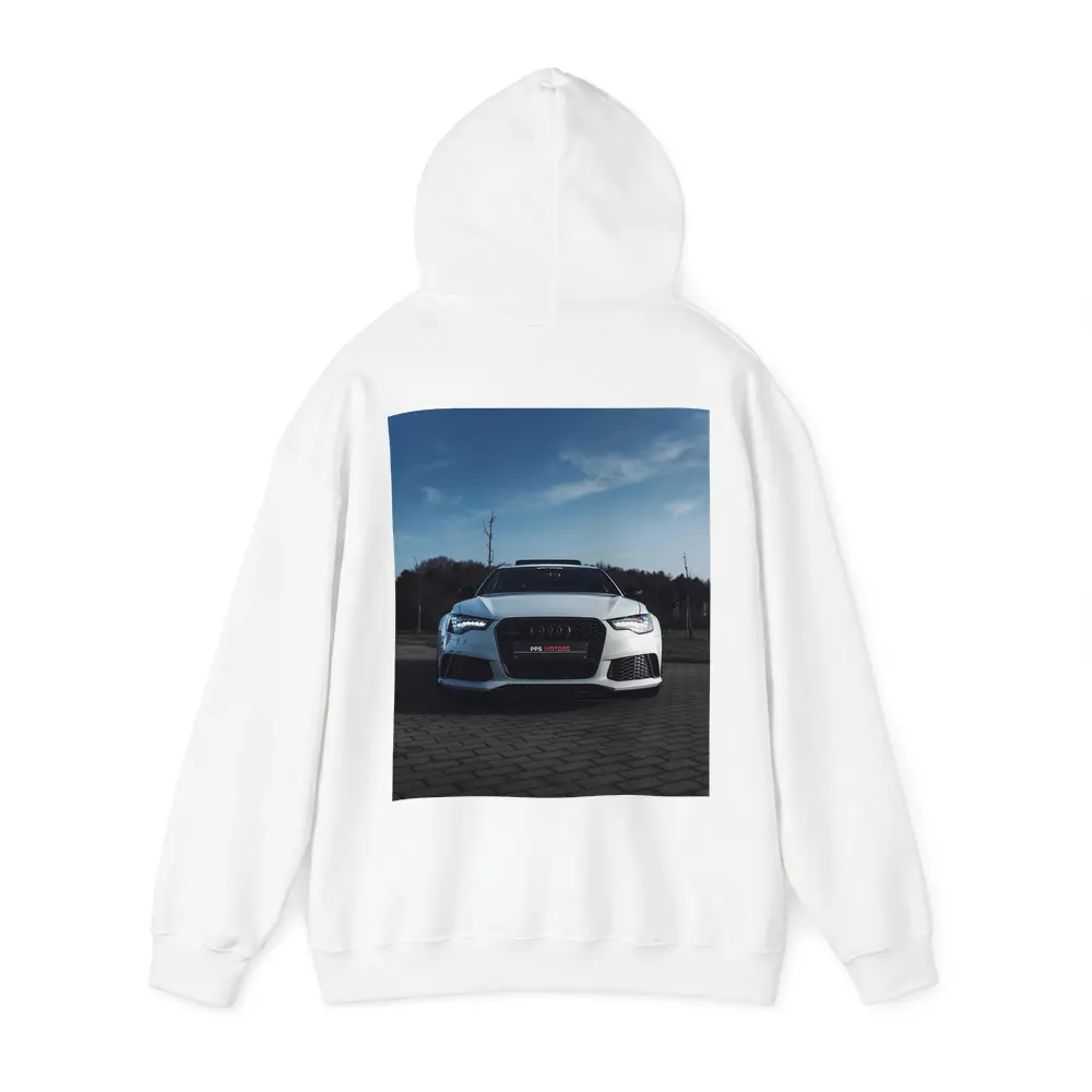 Audi RS6 White Front View Cloudy Sky – Hoodies