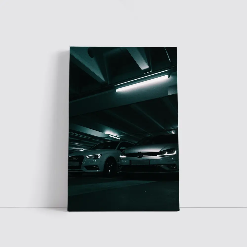 Volkswagen Golf and Audi Dark Parking Garage – Wall Art