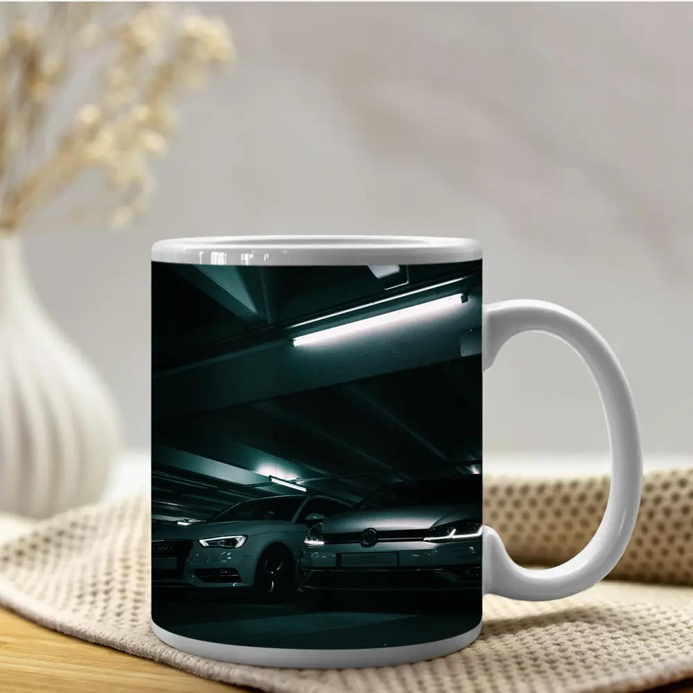 Volkswagen Golf and Audi Dark Parking Garage – Mugs