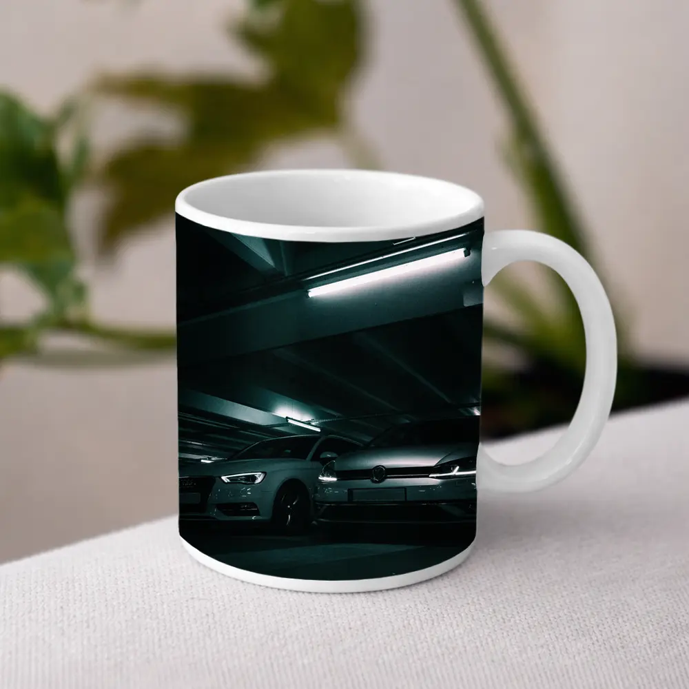 Volkswagen Golf and Audi Dark Parking Garage – Mugs