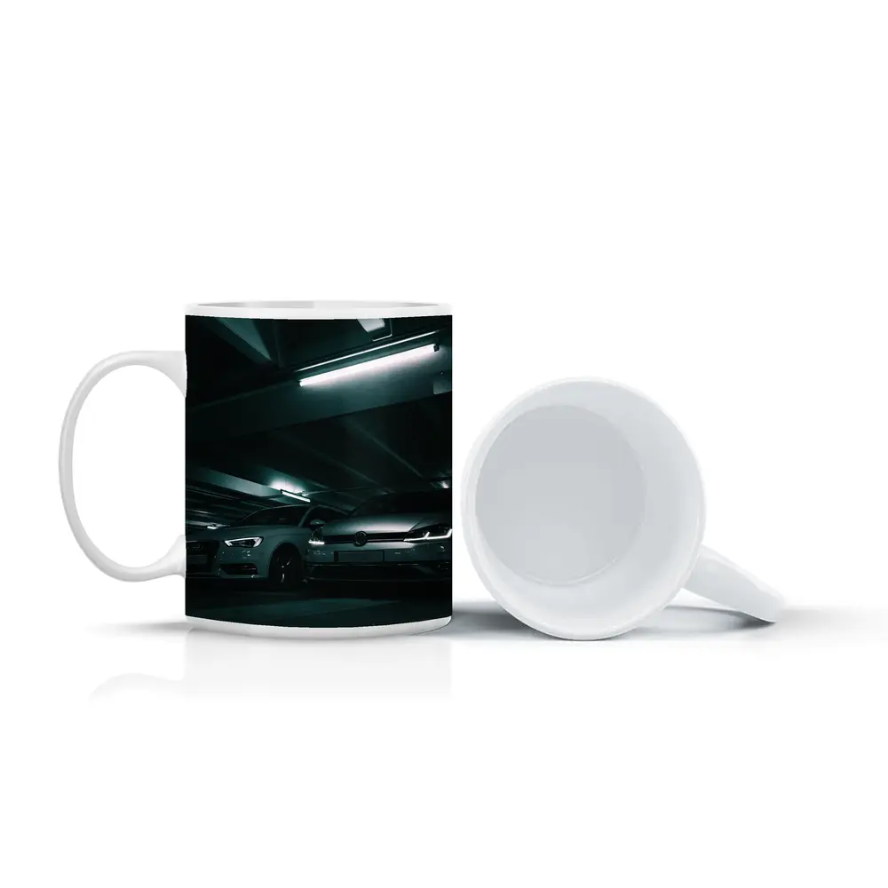 Volkswagen Golf and Audi Dark Parking Garage – Mugs