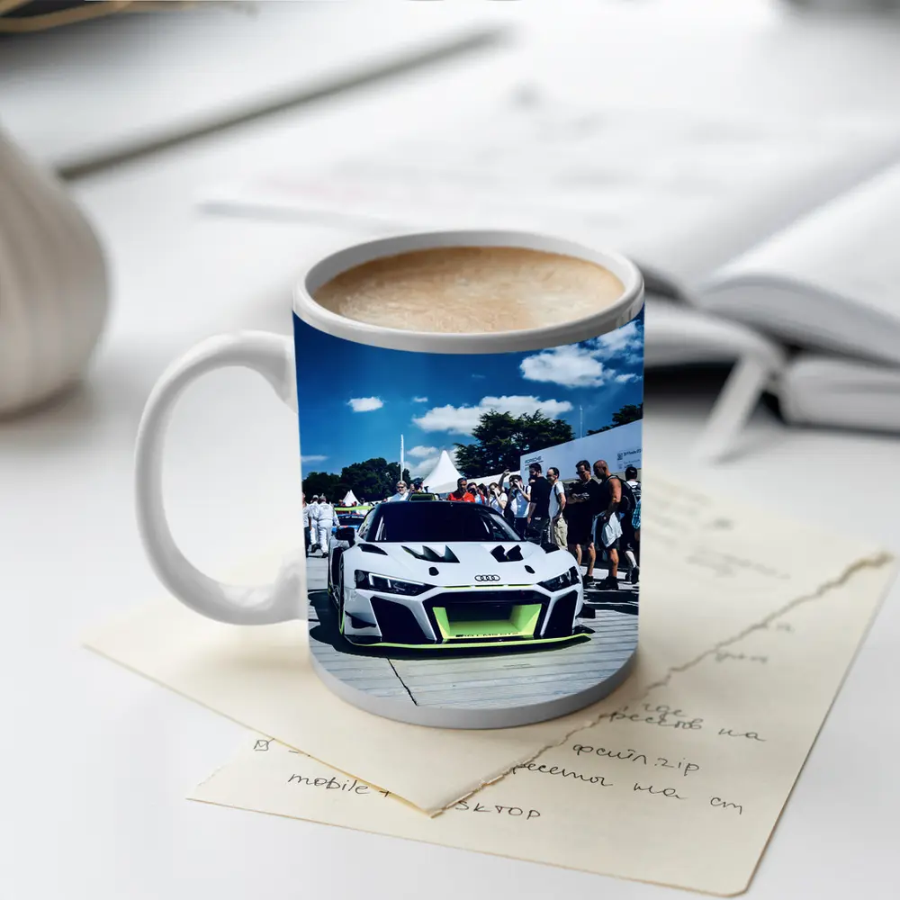 Audi R8 Race Car Goodwood Crowd Blue Sky – Mugs