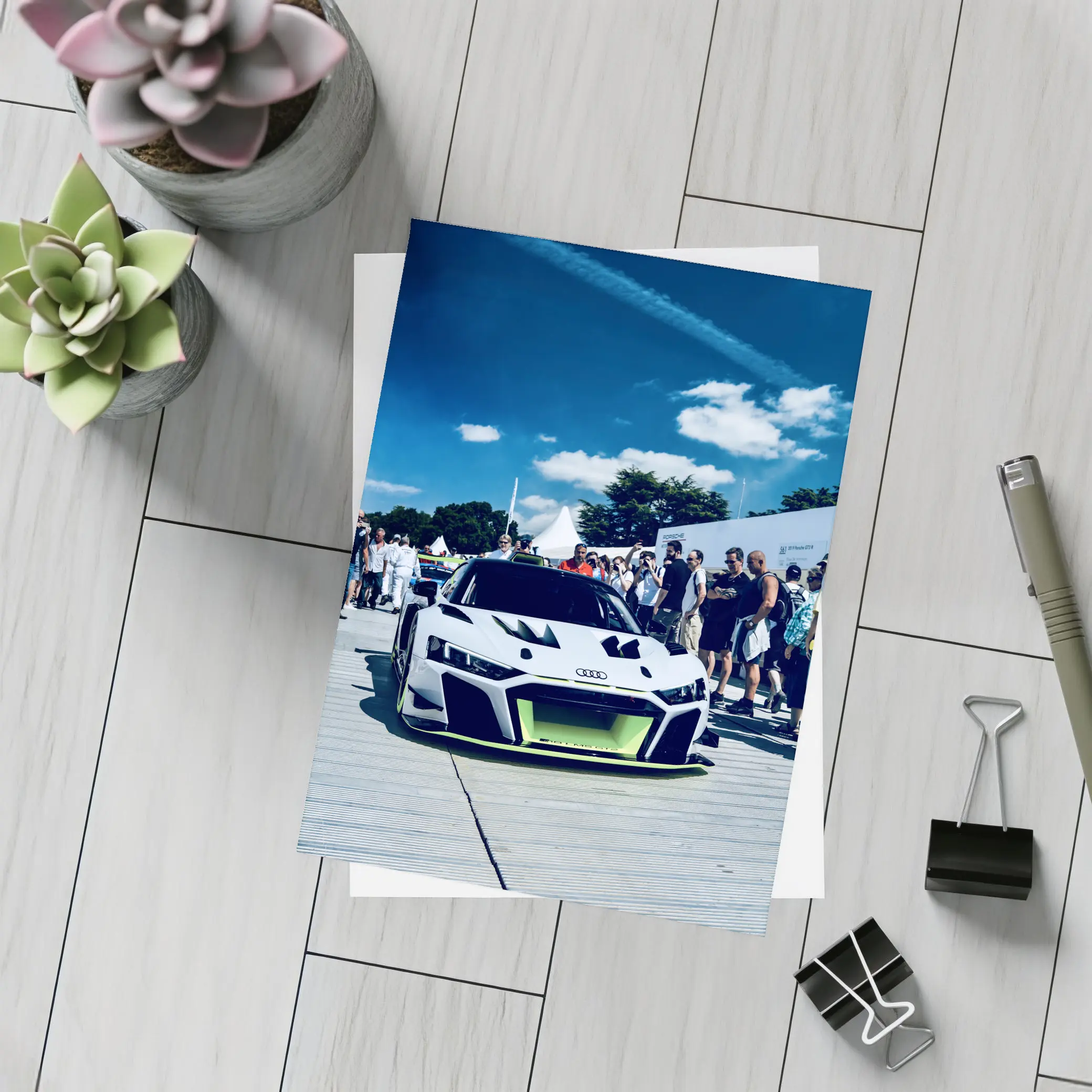 Audi R8 Race Car Goodwood Crowd Blue Sky – Postcards