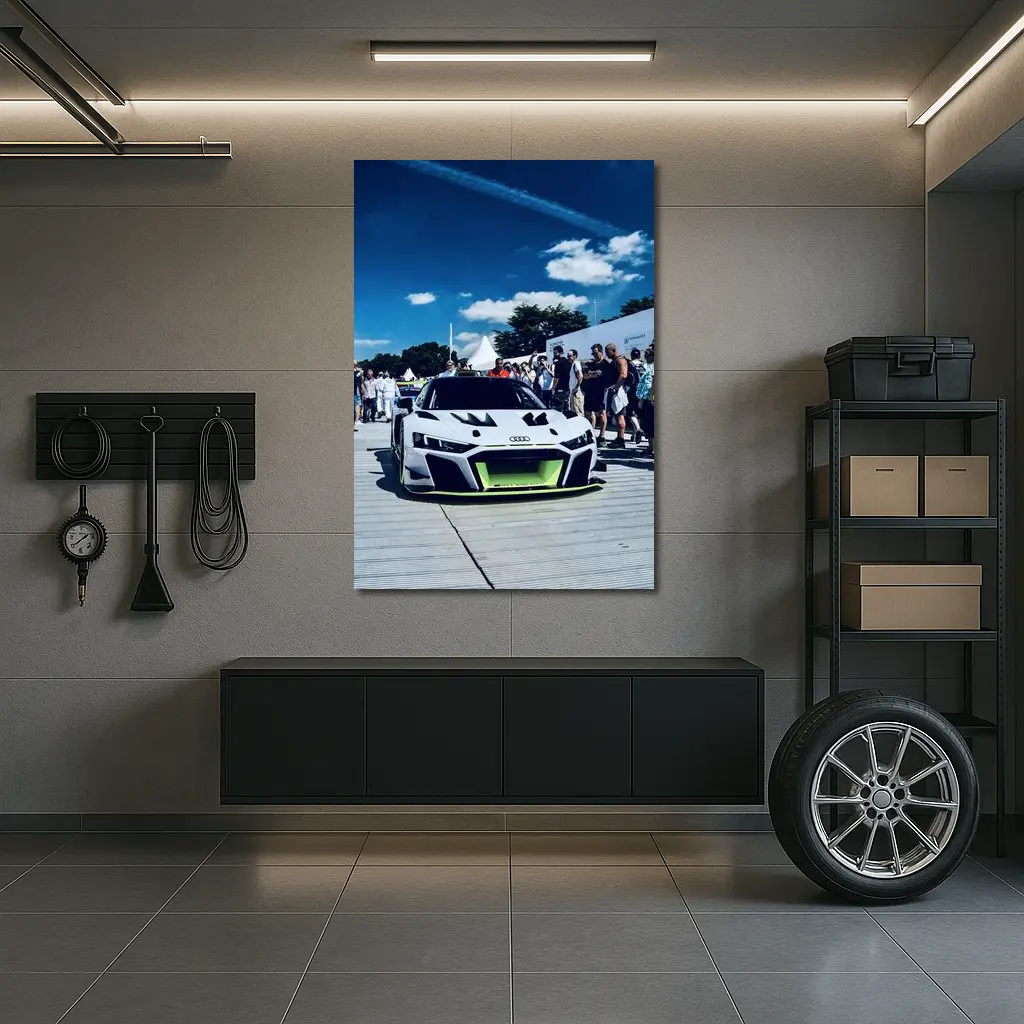 Audi R8 Race Car Goodwood Crowd Blue Sky – Wall Art