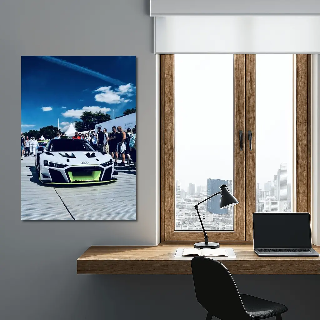 Audi R8 Race Car Goodwood Crowd Blue Sky – Wall Art