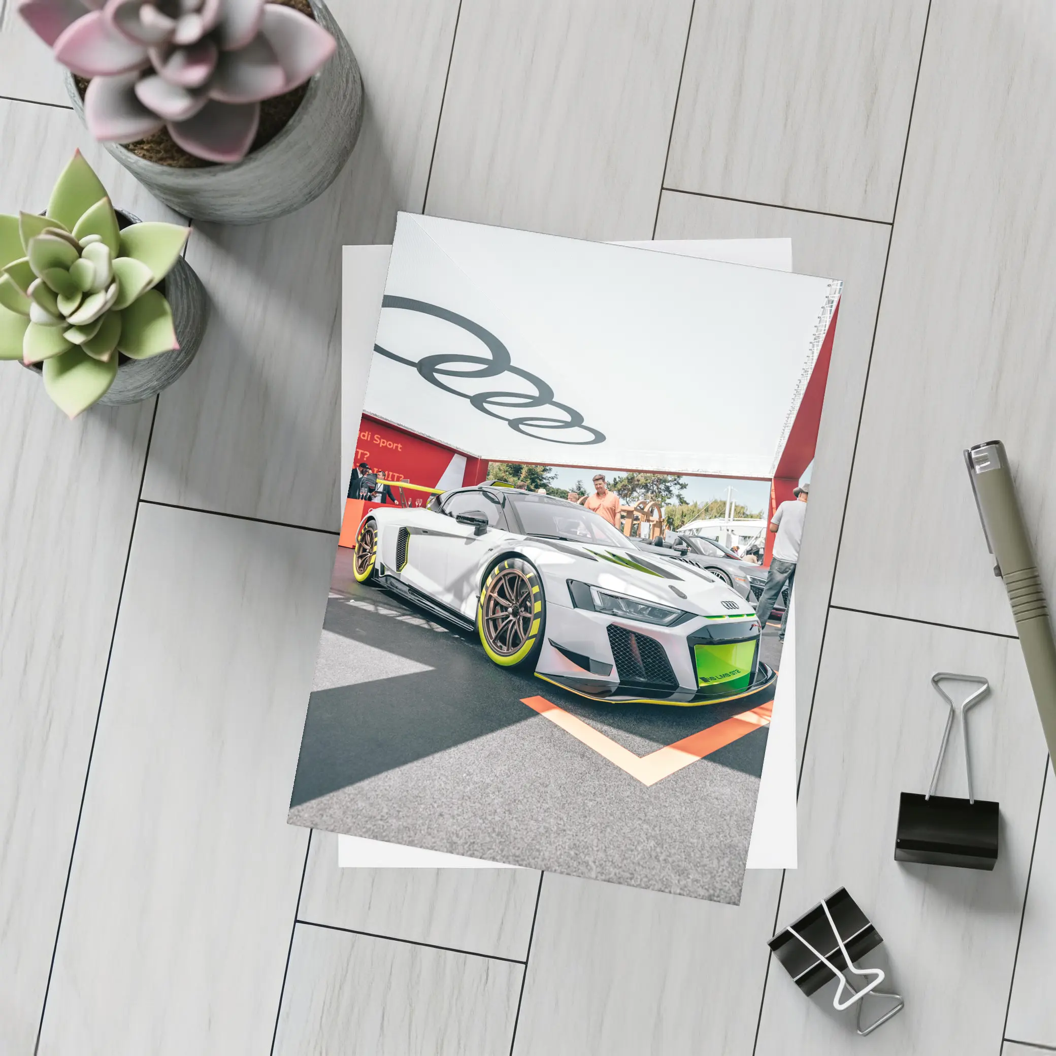 Audi R8 GT3 White Race Car Display – Postcards