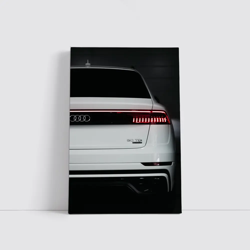 Audi Q8 TDI White Rear Dark Background – Wall Art