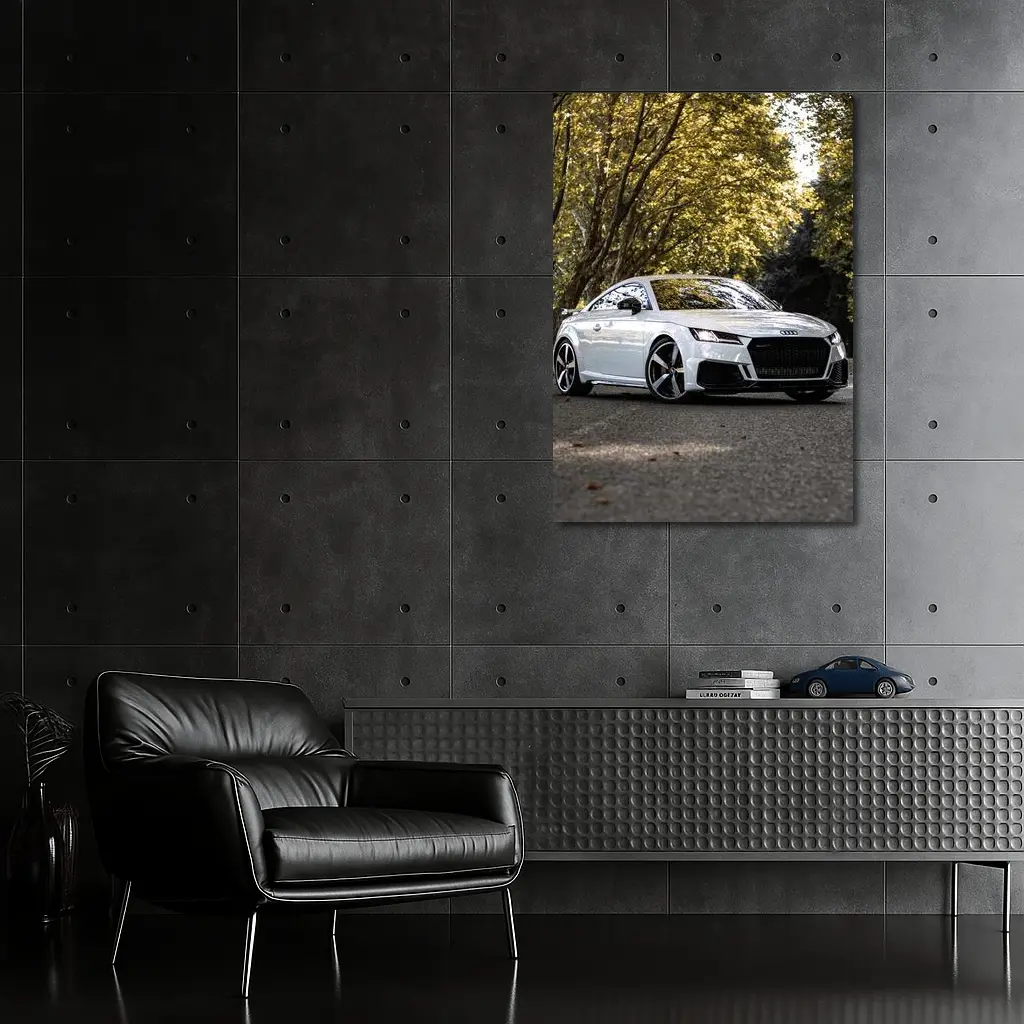 Audi TT RS White Coupe Forest Road – Wall Art