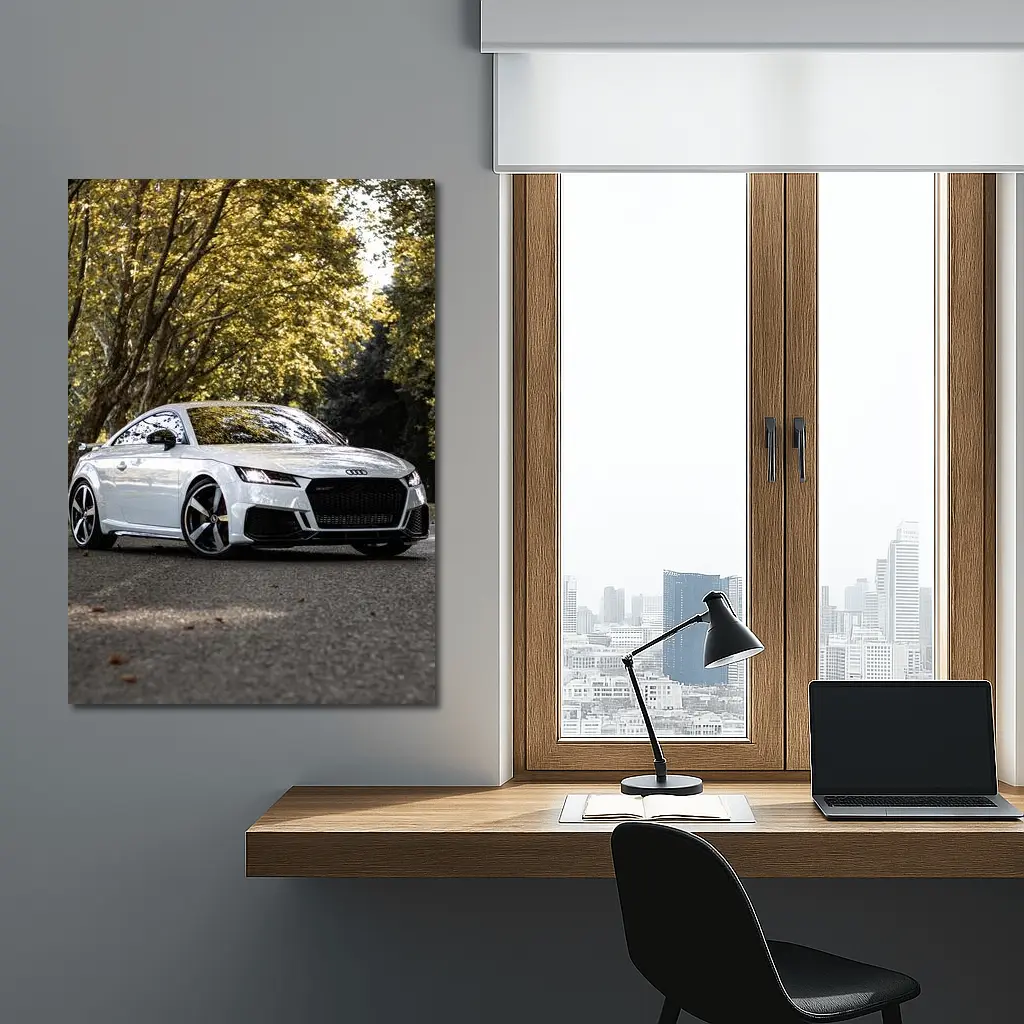 Audi TT RS White Coupe Forest Road – Wall Art