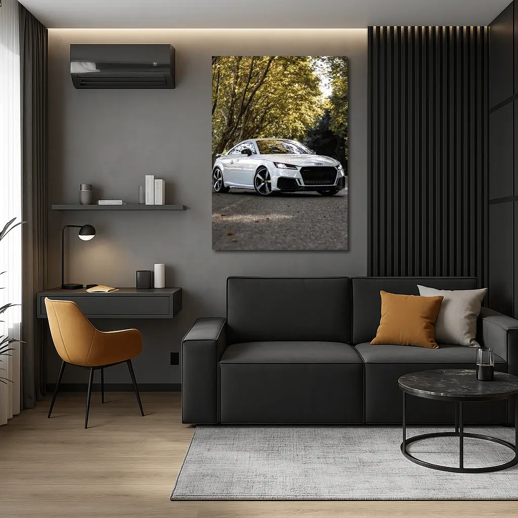 Audi TT RS White Coupe Forest Road – Wall Art