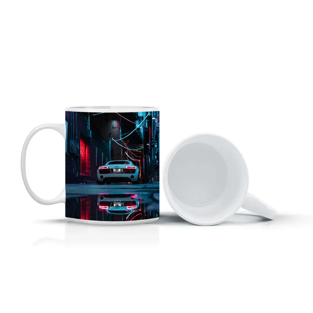 Audi R8 Rear Neon Lit Dark Alley – Mugs