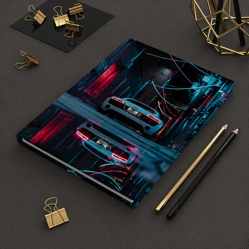 Audi R8 Rear Neon Lit Dark Alley – Notebooks