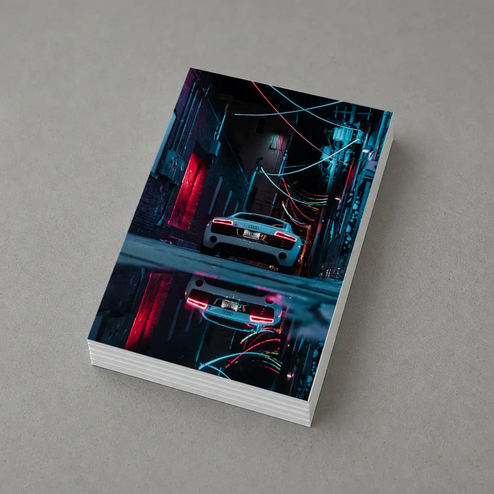 Audi R8 Rear Neon Lit Dark Alley – Postcards