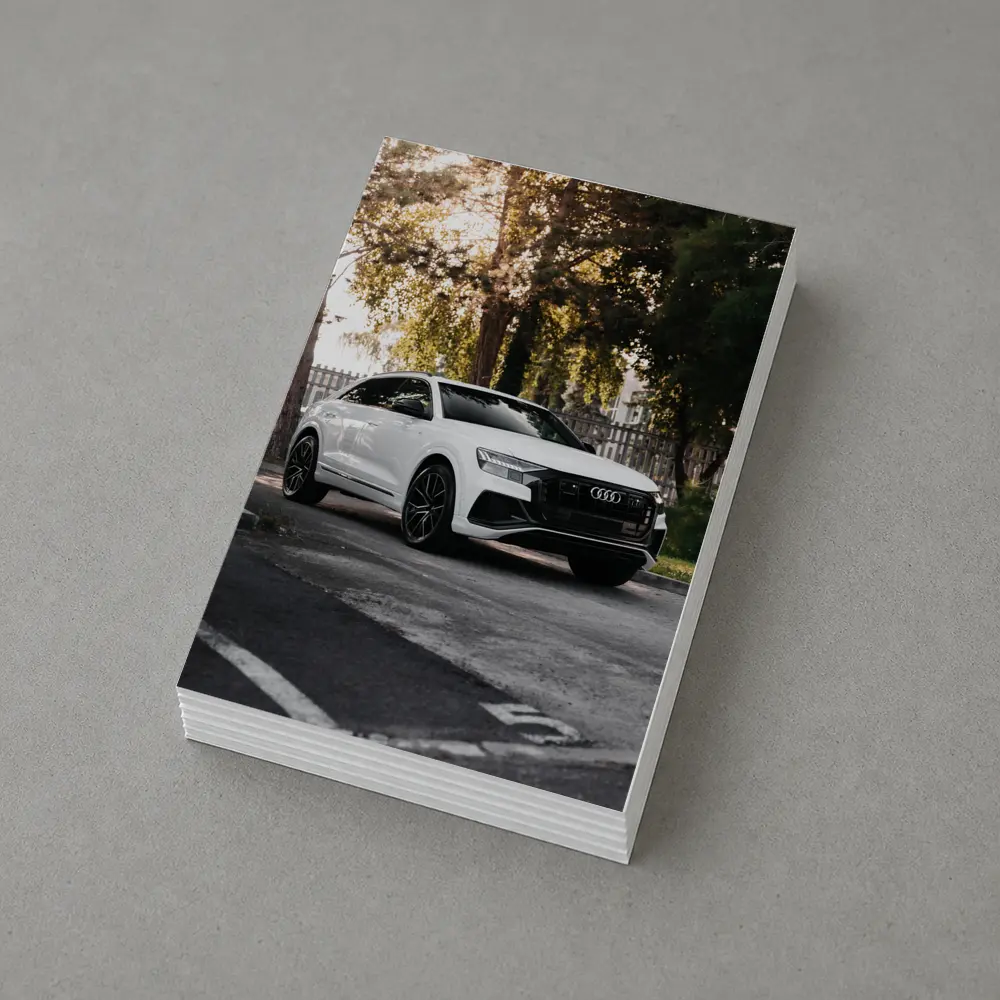 Audi Q8 White SUV Street Trees – Postcards