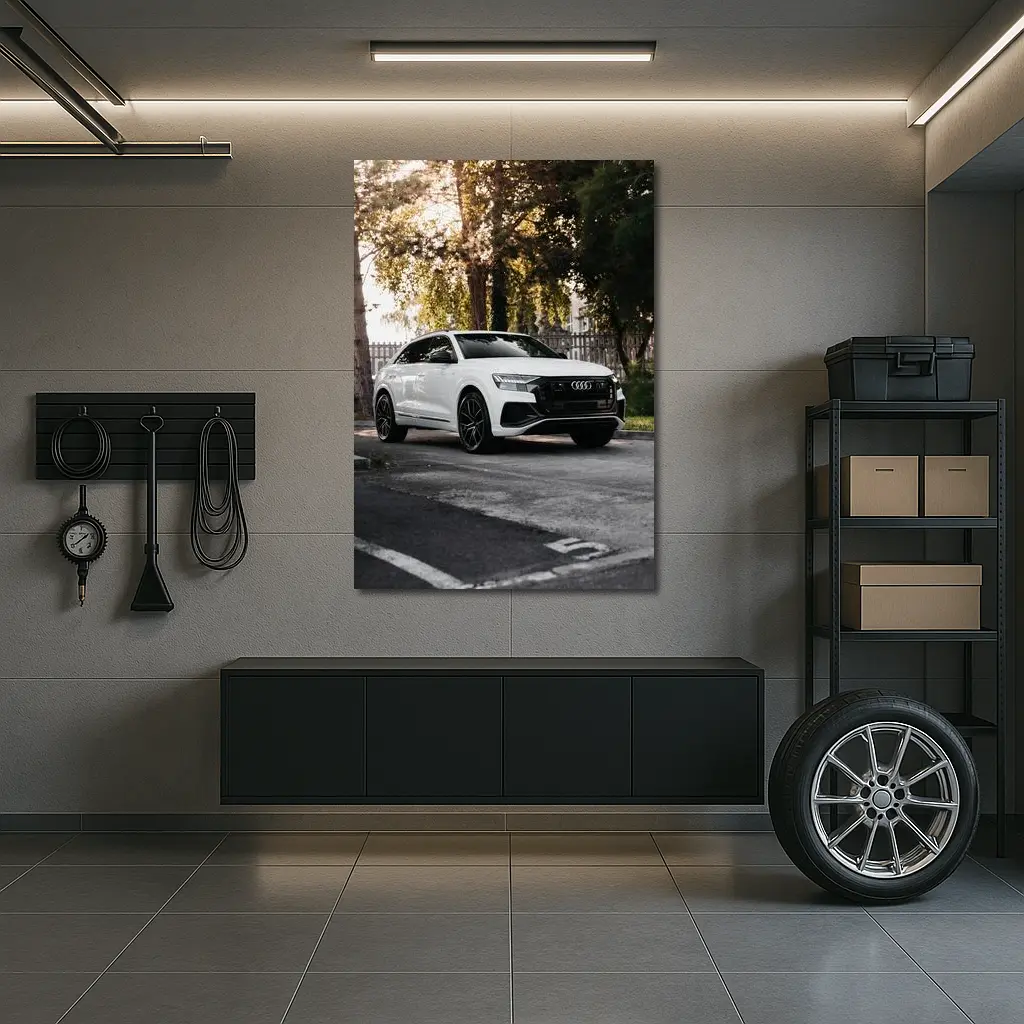 Audi Q8 White SUV Street Trees – Wall Art
