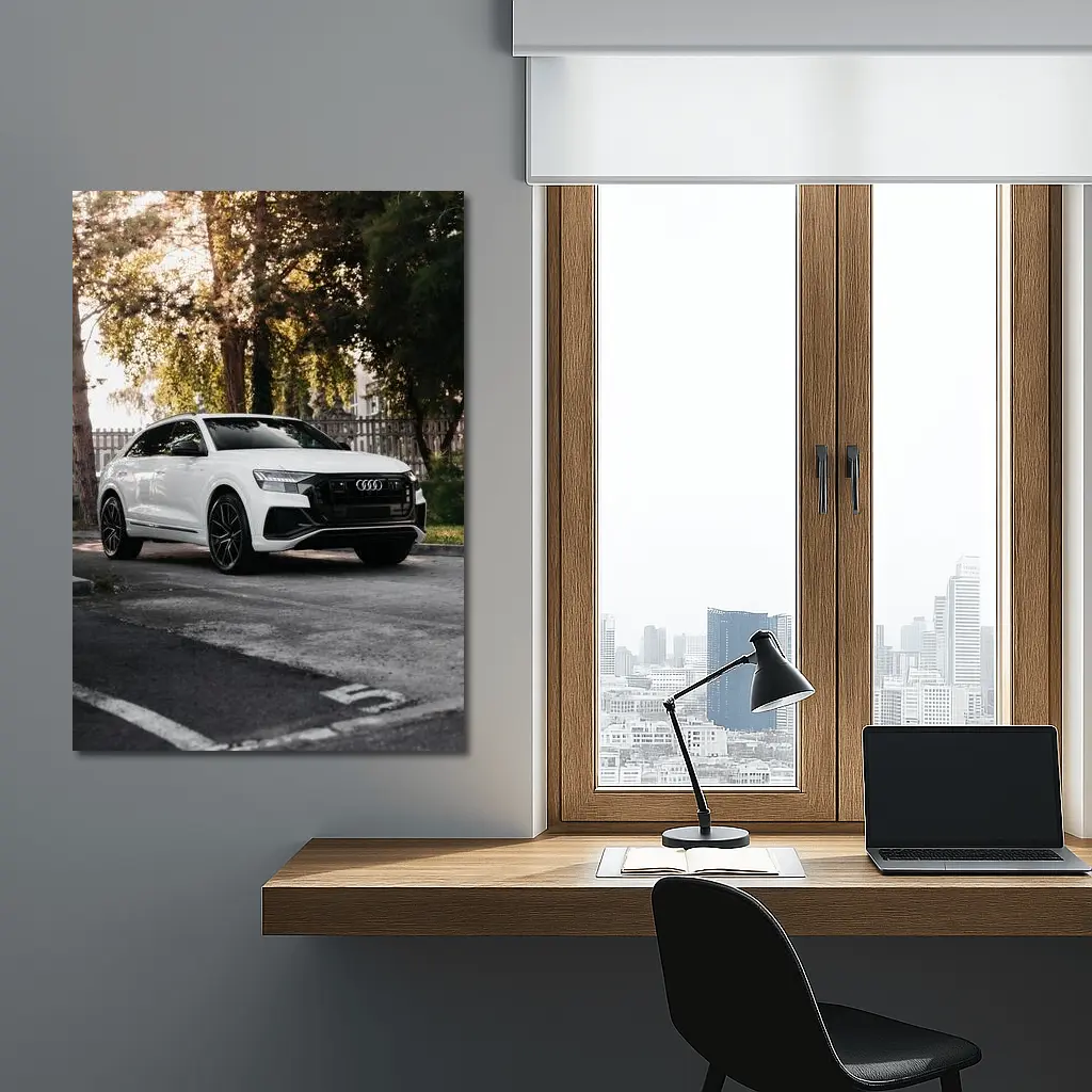 Audi Q8 White SUV Street Trees – Wall Art