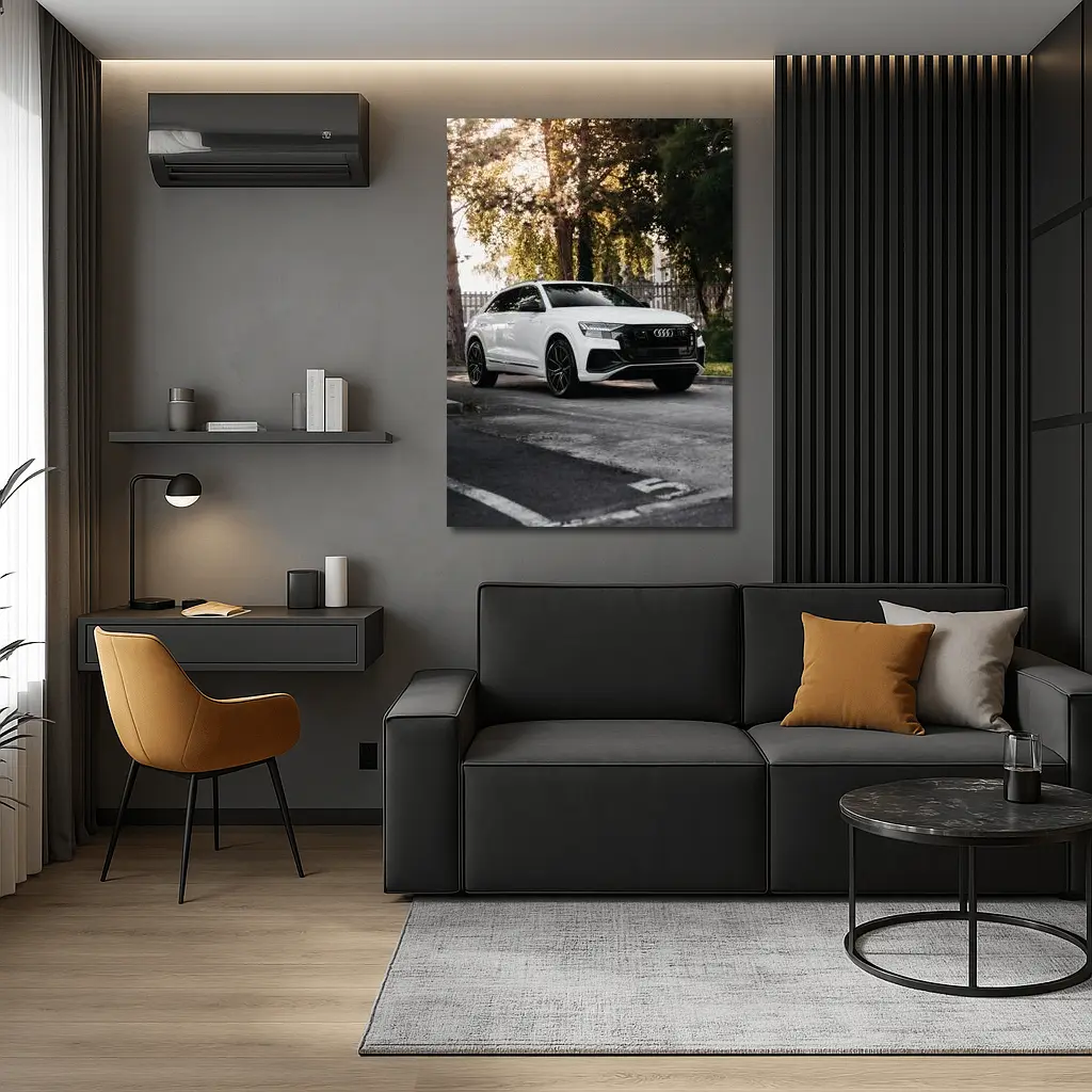 Audi Q8 White SUV Street Trees – Wall Art