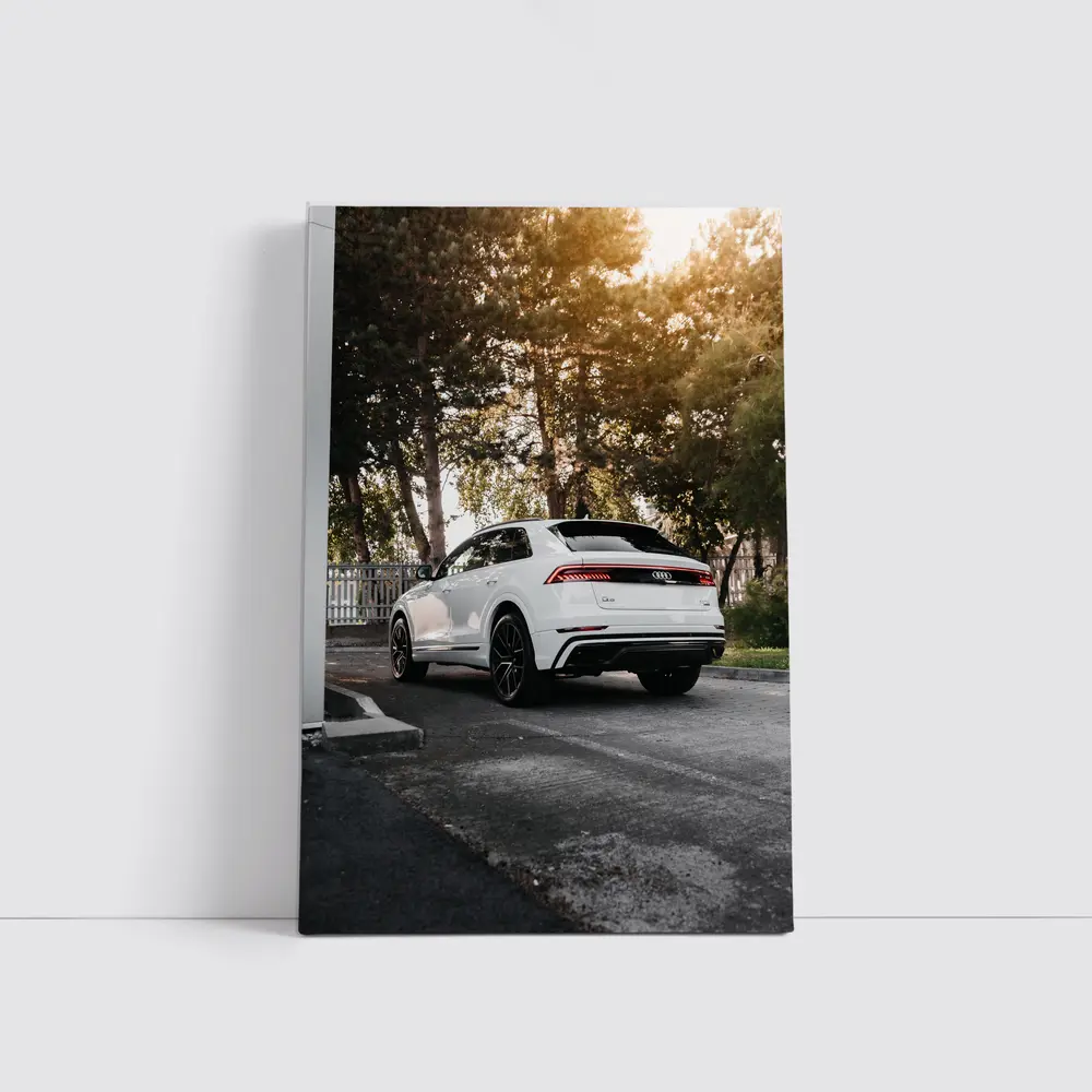 Audi Q8 White SUV Parked Outdoors – Wall Art