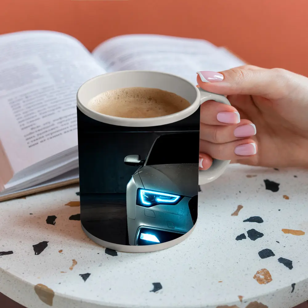 Audi A5 Front Lights Dark Garage Night – Mugs