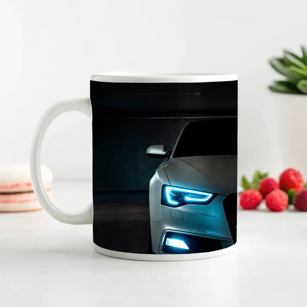 Audi A5 Front Lights Dark Garage Night – Mugs