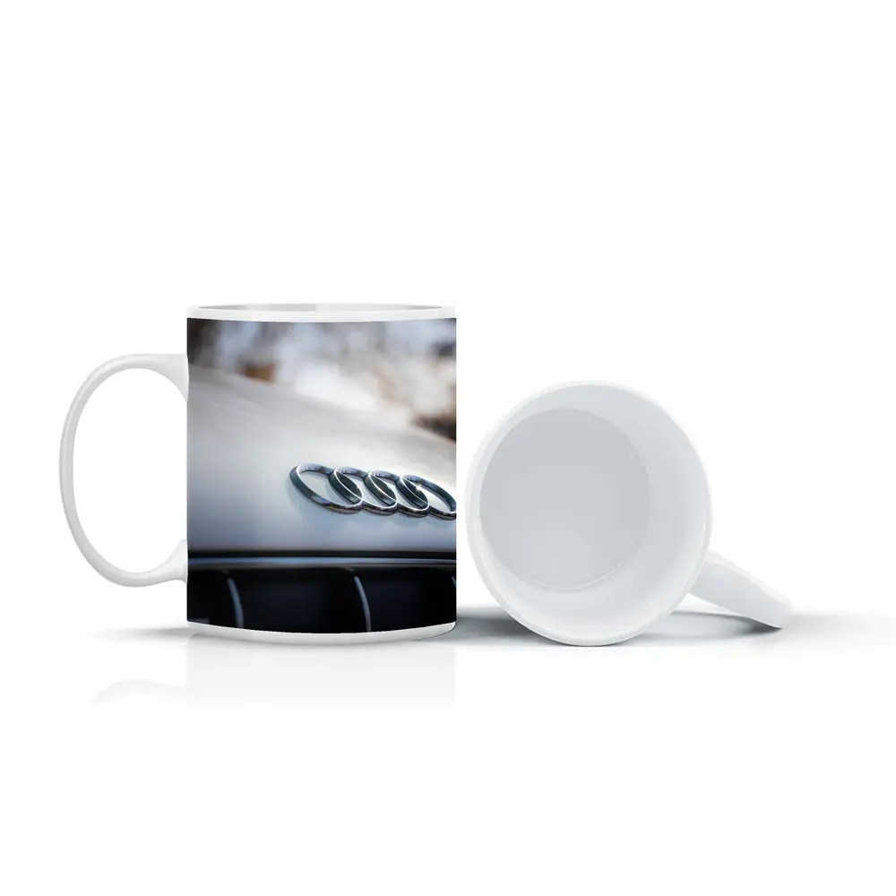 Audi Four Rings Hood Badge Close Up – Mugs