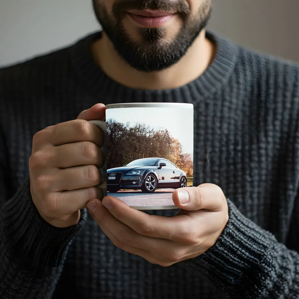 Audi TT Black Coupe Country Road Setting – Mugs