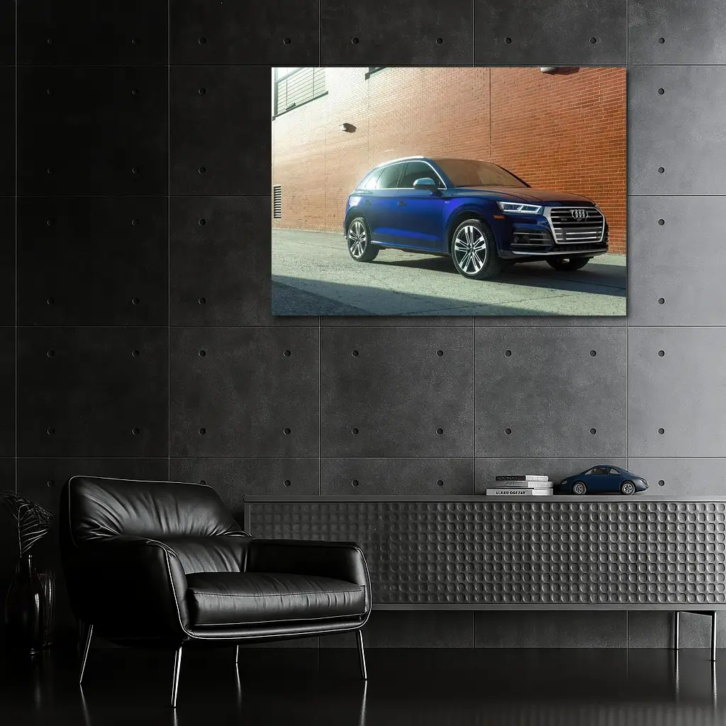Audi Q5 Blue SUV Urban Brick Wall – Wall Art