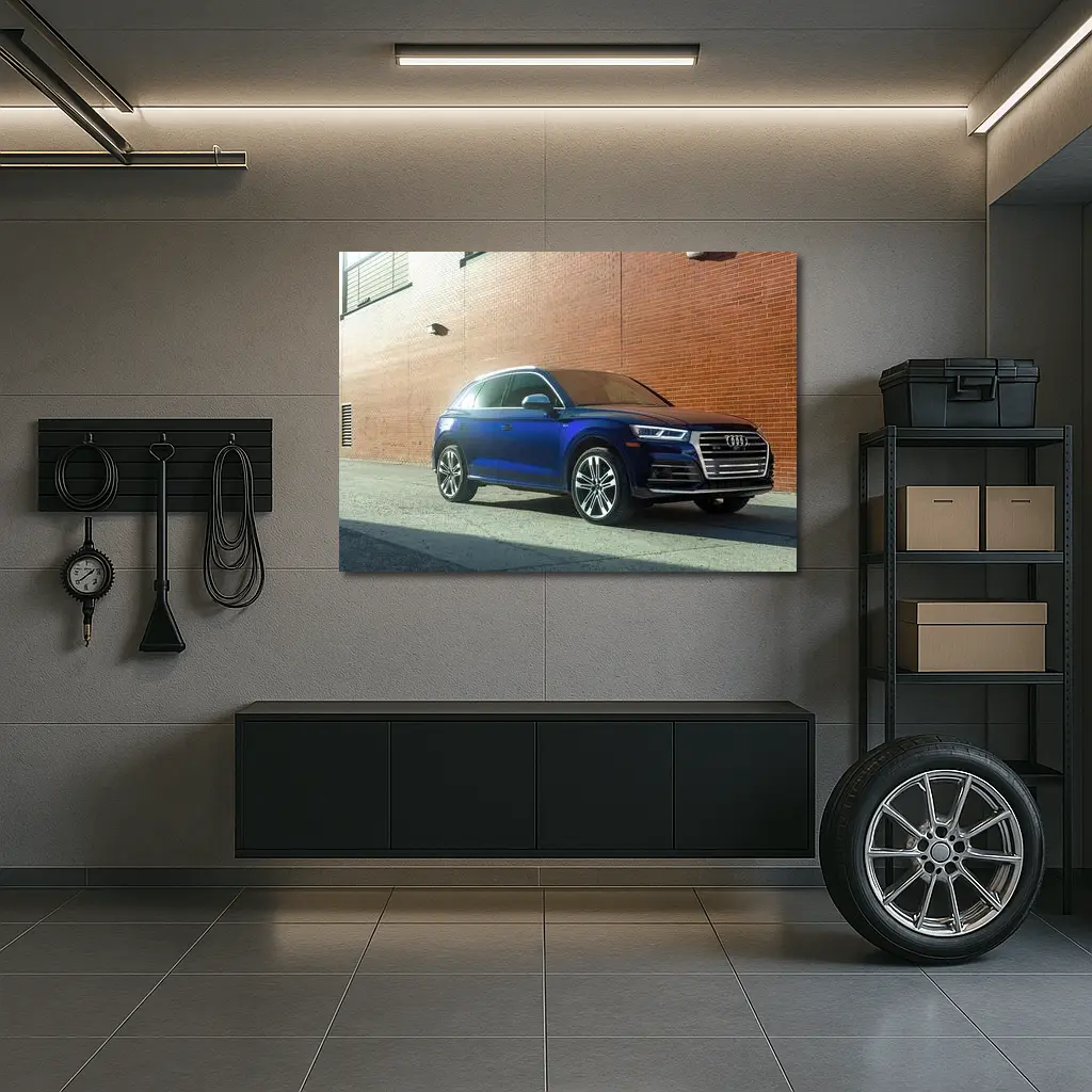 Audi Q5 Blue SUV Urban Brick Wall – Wall Art