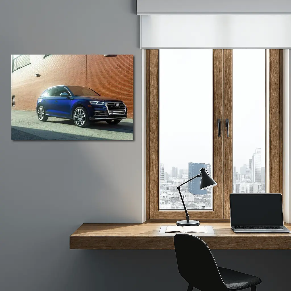 Audi Q5 Blue SUV Urban Brick Wall – Wall Art