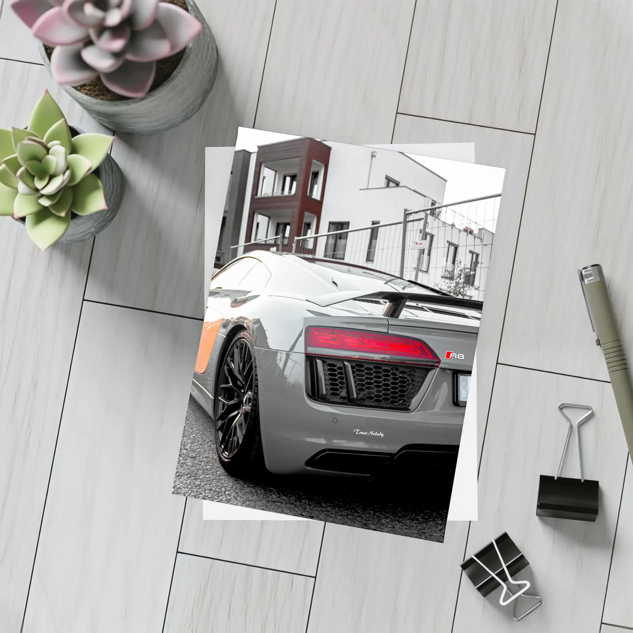 Audi R8 Gray Supercar Urban Street – Postcards