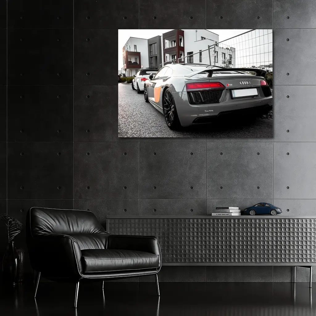 Audi R8 Gray Supercar Urban Street – Wall Art