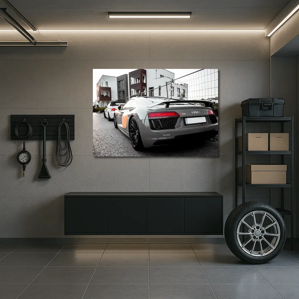 Audi R8 Gray Supercar Urban Street – Wall Art