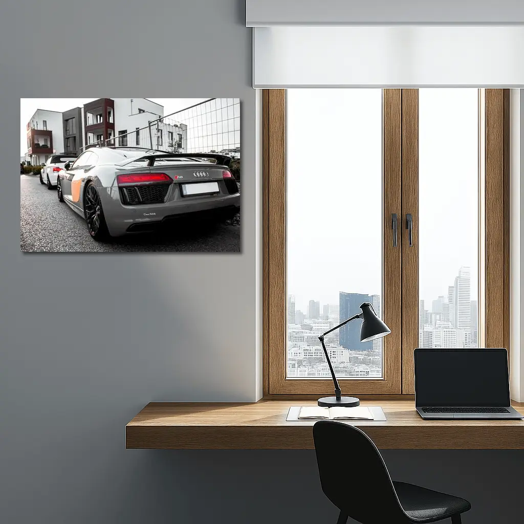 Audi R8 Gray Supercar Urban Street – Wall Art