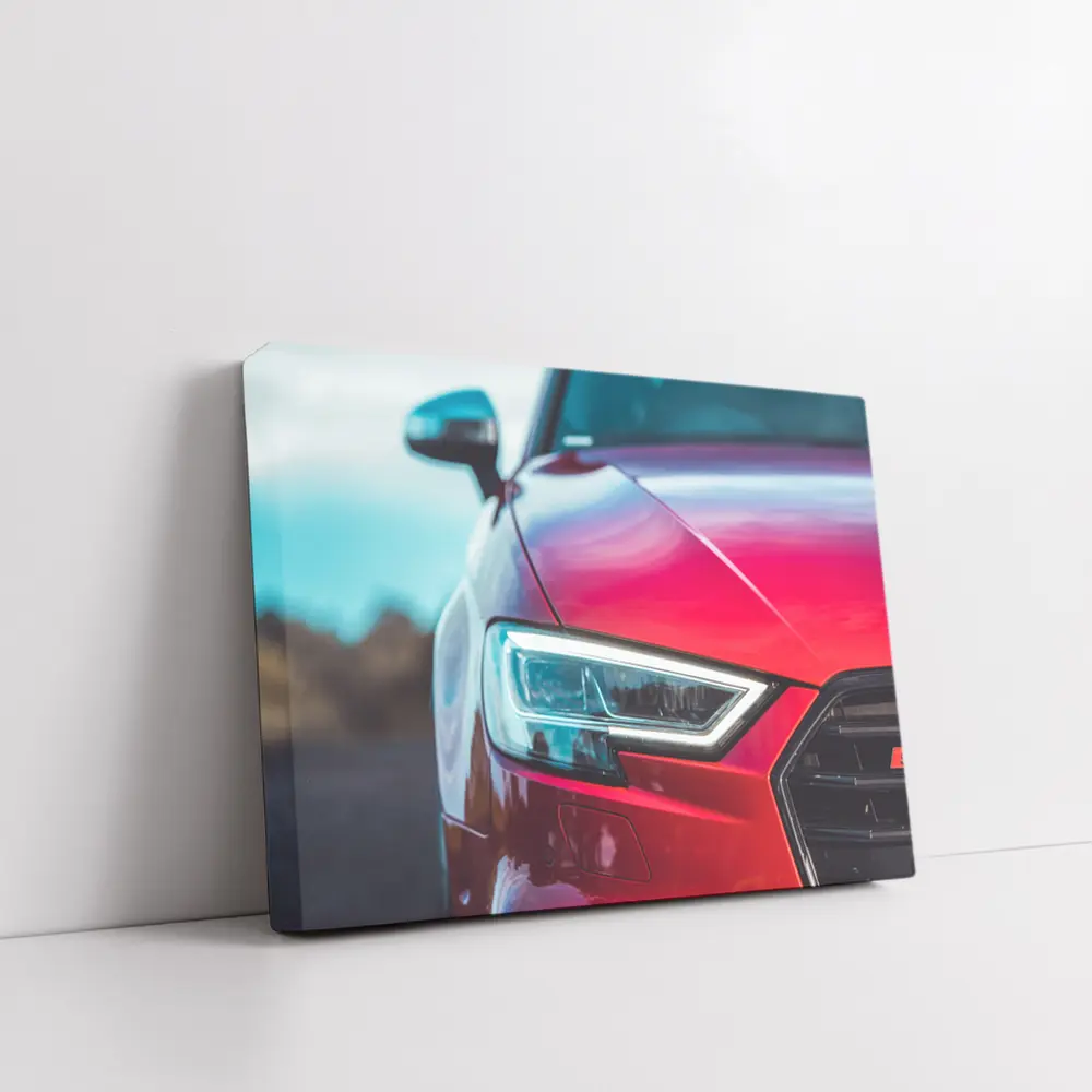 Red Audi S3 Close Up Headlight Shot – Wall Art