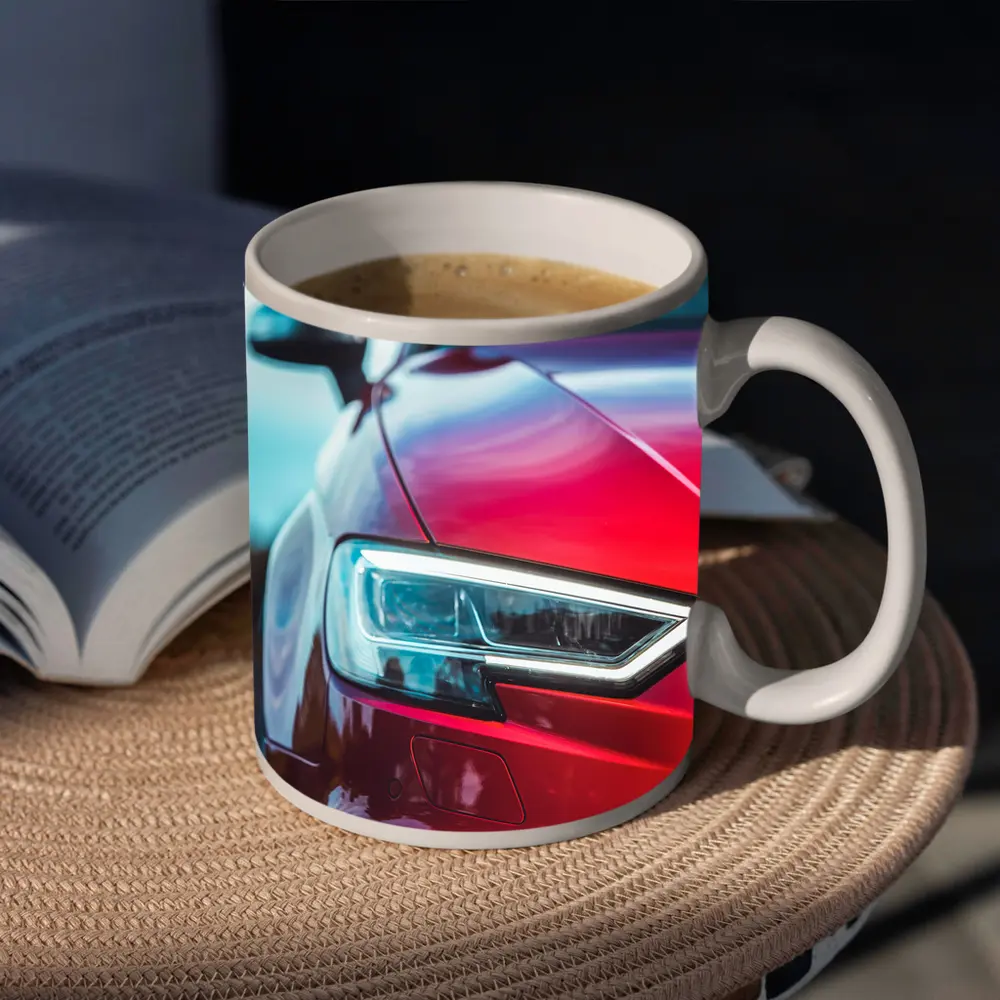 Red Audi S3 Close Up Headlight Shot – Mugs