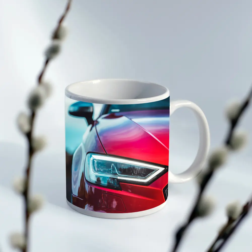Red Audi S3 Close Up Headlight Shot – Mugs