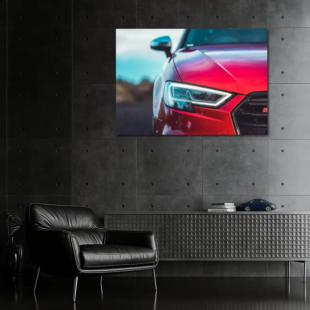 Red Audi S3 Close Up Headlight Shot – Wall Art