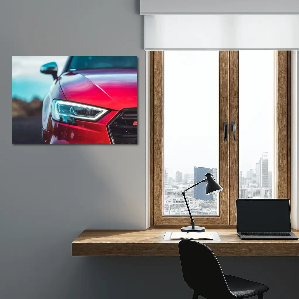Red Audi S3 Close Up Headlight Shot – Wall Art