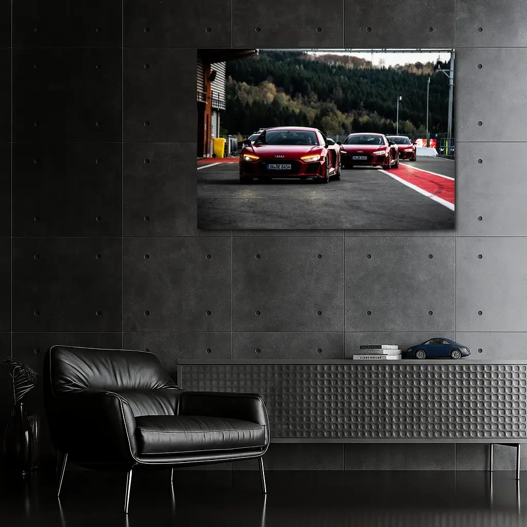 Audi R8 Red Fleet on Race Track – Wall Art