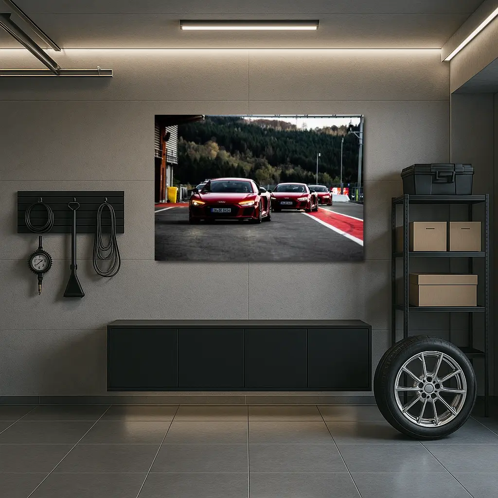 Audi R8 Red Fleet on Race Track – Wall Art