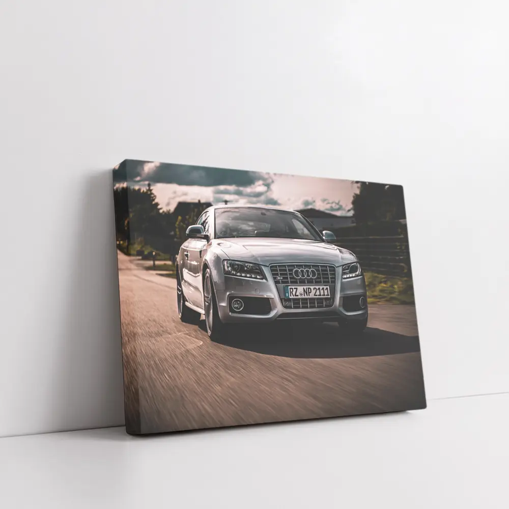 Audi A5 Silver Speeding On Open Road – Wall Art