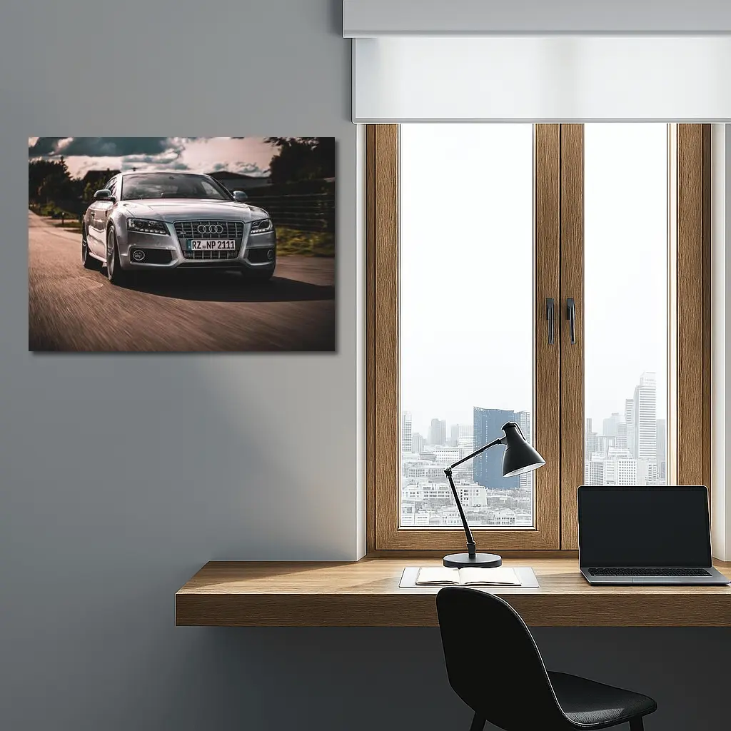 Audi A5 Silver Speeding On Open Road – Wall Art