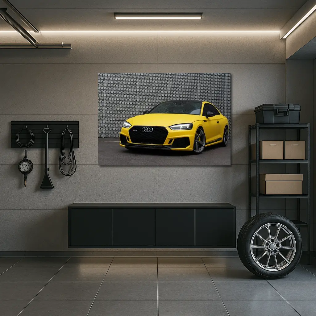 Audi RS5 Yellow Coupe Urban Background – Wall Art