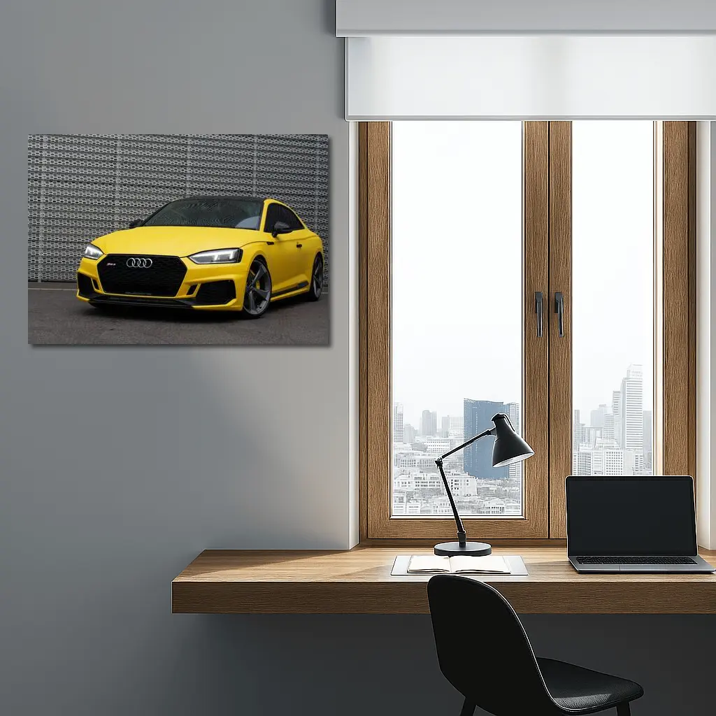 Audi RS5 Yellow Coupe Urban Background – Wall Art
