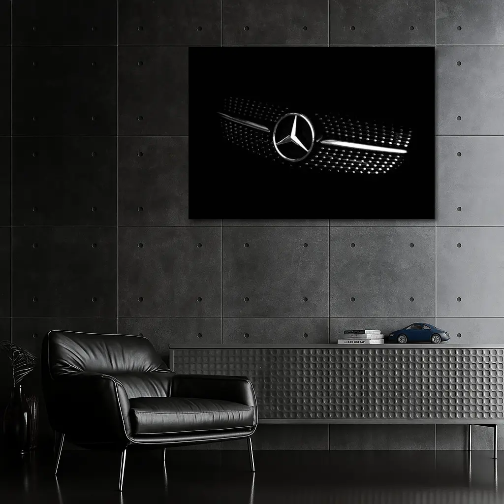Mercedes Star Grille Black Background Art – Wall Art