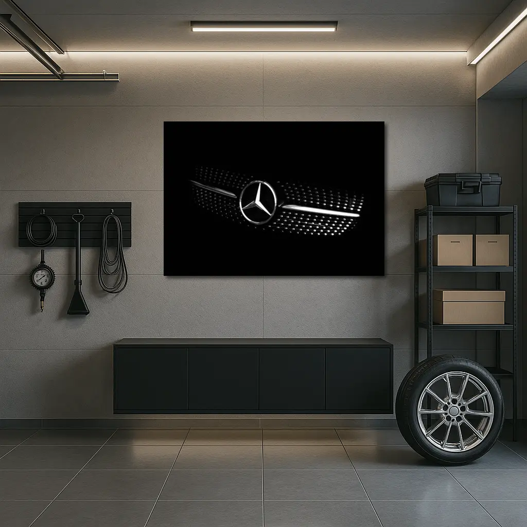 Mercedes Star Grille Black Background Art – Wall Art