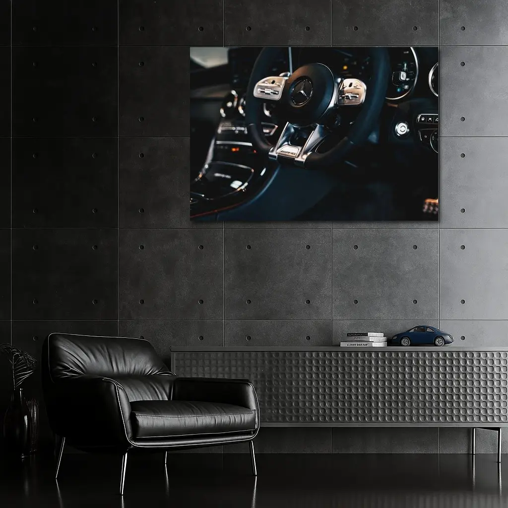 Mercedes AMG Steering Wheel Interior Dark – Wall Art